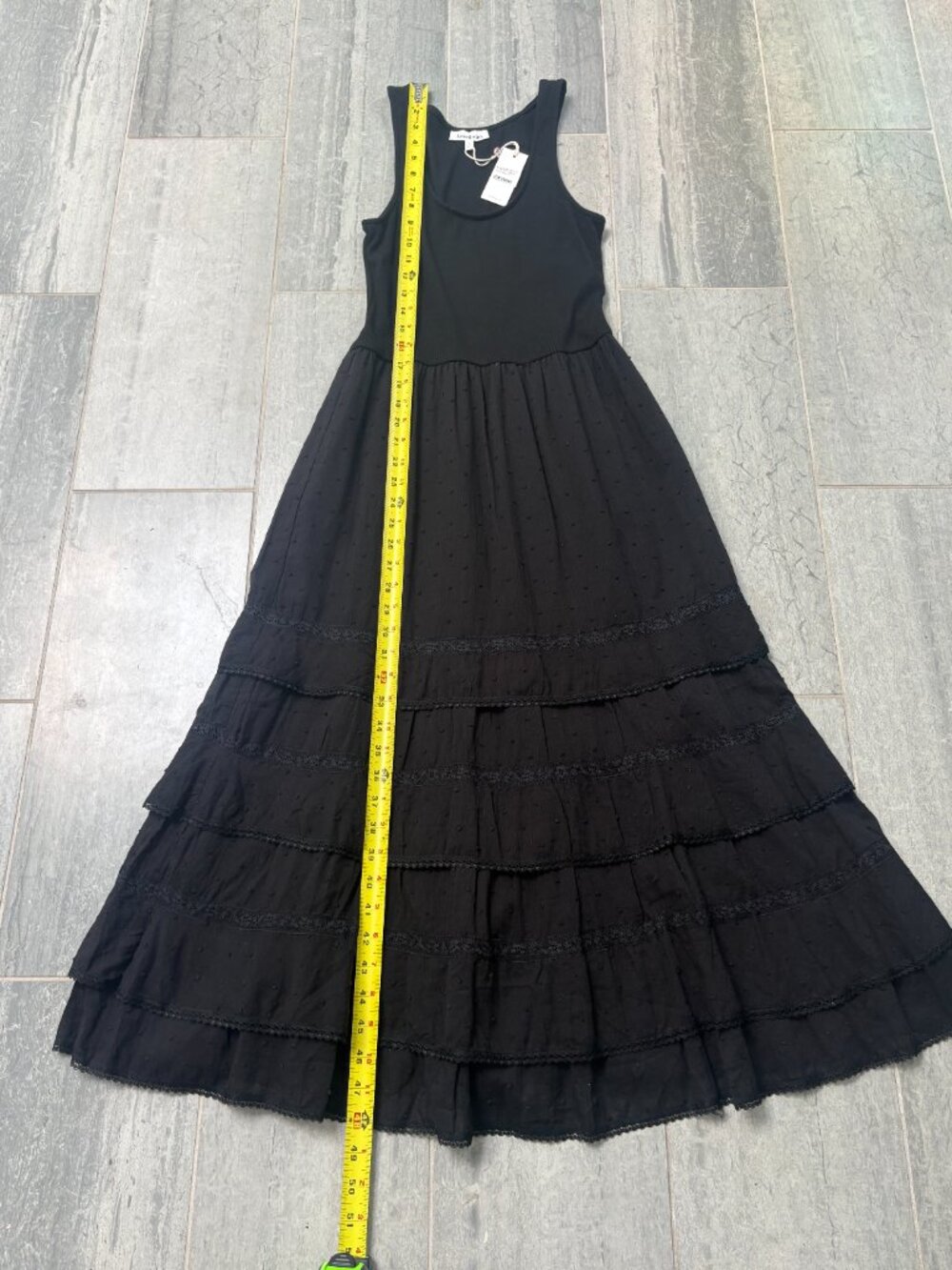 Heartloom Sidney Sleeveless Tiered Maxi Dress Black Size Small NWT - Picture 7 of 12
